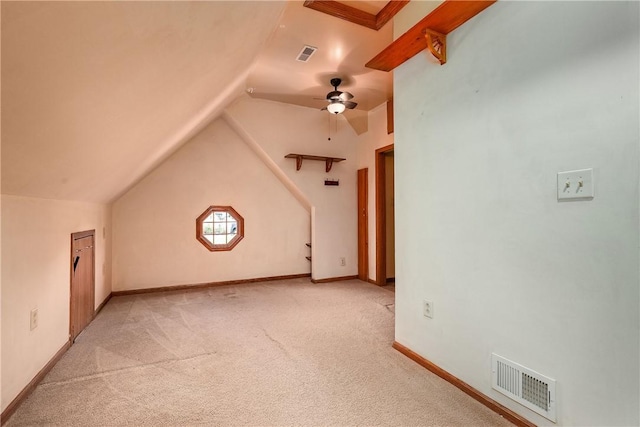 422 Heights Dr, Pine Twp Nal, PA 15044 - bonus room featuring light carpet, visible vents, baseboards, and lofted ceiling