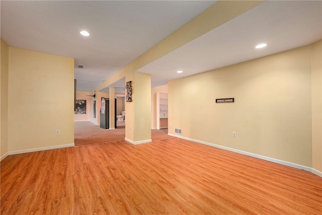 422 Heights Dr, Pine Twp Nal, PA 15044 - empty room with light wood-style flooring, baseboards, visible vents, and recessed lighting