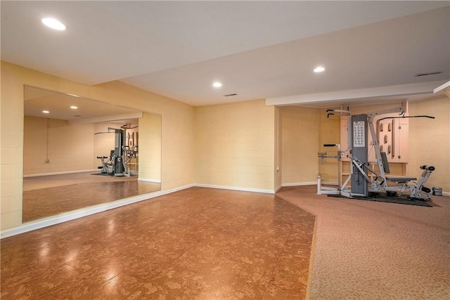 422 Heights Dr, Pine Twp Nal, PA 15044 - workout room with tile patterned floors, recessed lighting, and baseboards