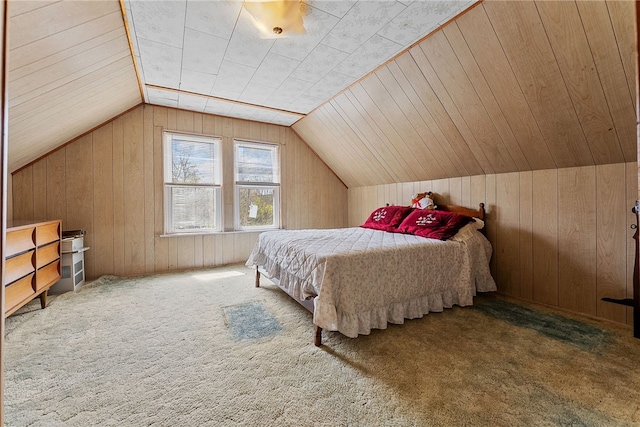 16 Elm St, Burgettstown Boro, PA 15021 - bedroom with wooden walls, carpet flooring, and lofted ceiling