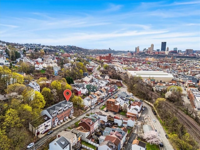 bird's eye view featuring a city view