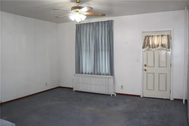 607 River St, W Brownsville, PA 15417 - empty room featuring baseboards, a ceiling fan, radiator, and carpet