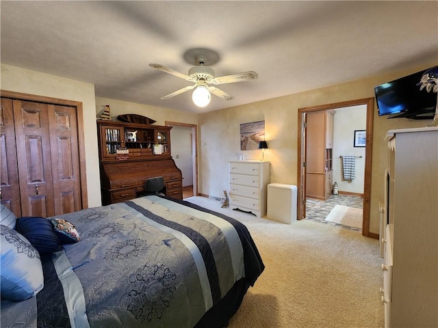 288 Latonka Dr, Jackson Twp Mer, PA 16137 - bedroom featuring light carpet, a ceiling fan, and baseboards