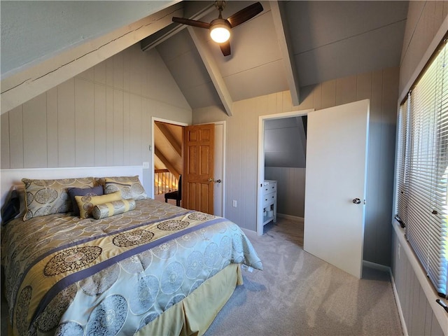 288 Latonka Dr, Jackson Twp Mer, PA 16137 - carpeted bedroom with wood walls and ceiling fan