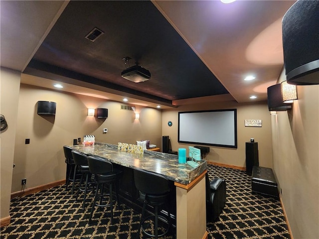 288 Latonka Dr, Jackson Twp Mer, PA 16137 - cinema with carpet flooring, baseboards, bar area, and recessed lighting