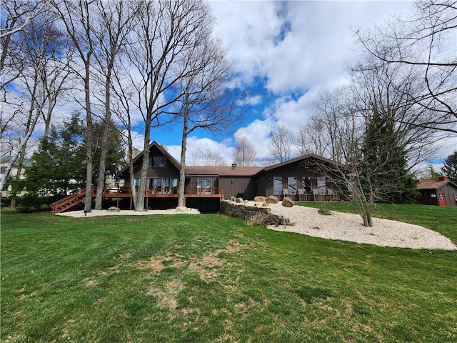 288 Latonka Dr, Jackson Twp Mer, PA 16137 - rear view of property with a deck and a lawn