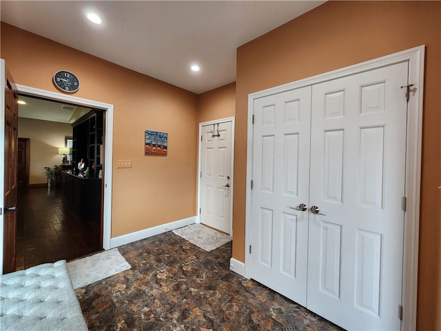 288 Latonka Dr, Jackson Twp Mer, PA 16137 - entrance foyer featuring baseboards, dark stone finish flooring, and recessed lighting