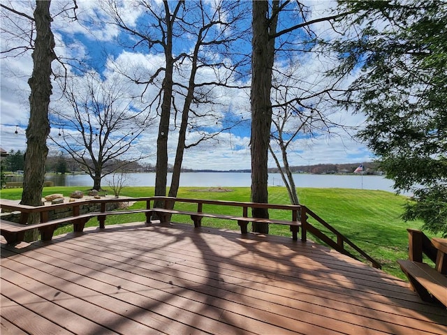 288 Latonka Dr, Jackson Twp Mer, PA 16137 - wooden deck with a water view and a yard