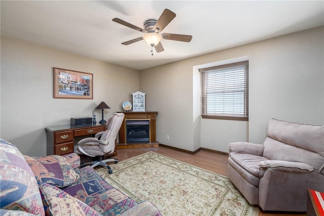511 Pleasant Valley Rd, Buffalo Twp Wsh, PA 15301 - office area featuring wood finished floors, ceiling fan, and baseboards
