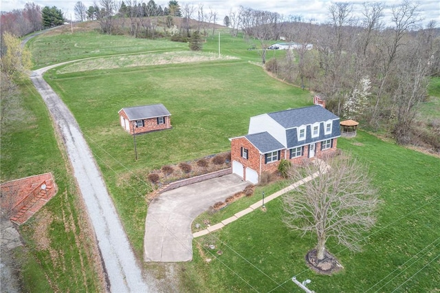bird's eye view with a rural view