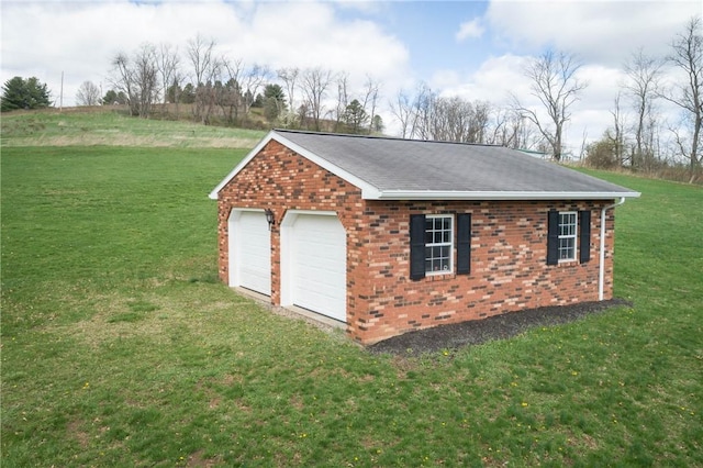 view of detached garage