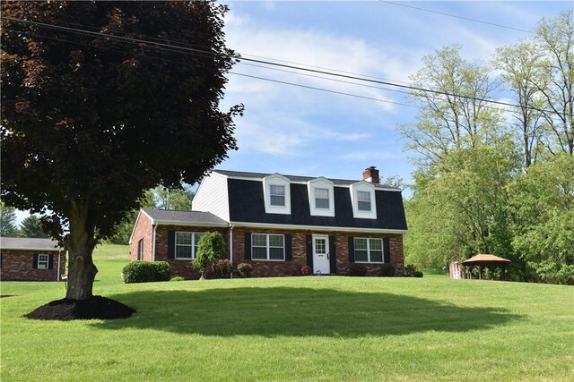 511 Pleasant Valley Rd, Buffalo Twp Wsh, PA 15301 - colonial inspired home featuring a chimney, a front lawn, a gazebo, brick siding, and roof with shingles