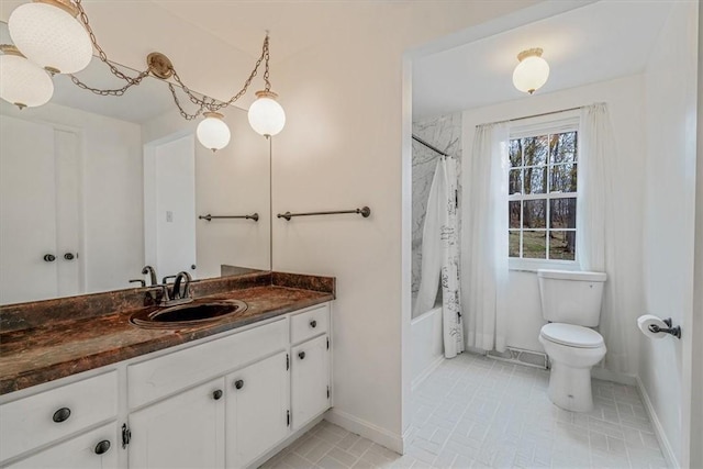 112 Carol Dr, Peters Twp, PA 15317 - bathroom featuring vanity, shower / tub combo with curtain, and tile patterned flooring