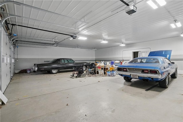 garage with a garage door opener