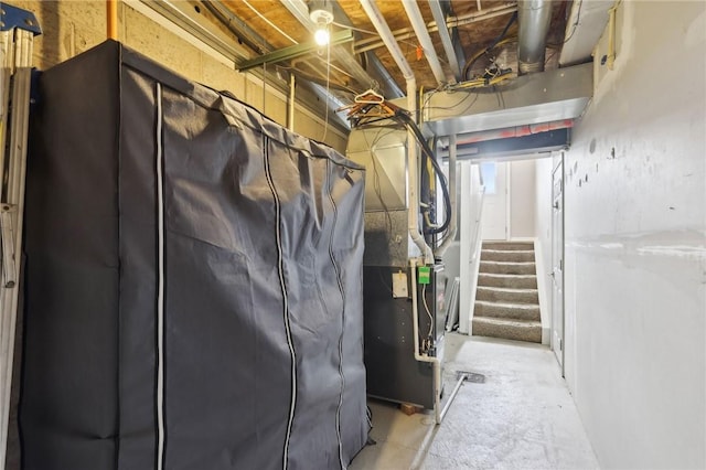 unfinished basement with stairway