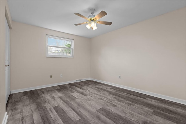 137 Loire Valley Dr, Shaler, PA 15209 - unfurnished bedroom featuring dark wood-style flooring, visible vents, baseboards, and ceiling fan
