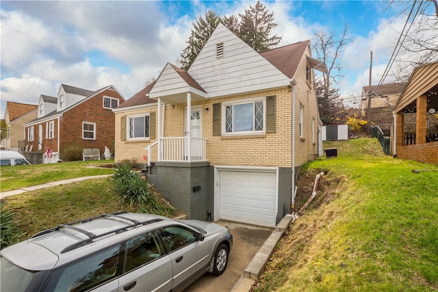 3555 Middleboro Rd, Castle Shannon, PA 15234 - bungalow-style home with brick siding, a front lawn, an attached garage, and driveway