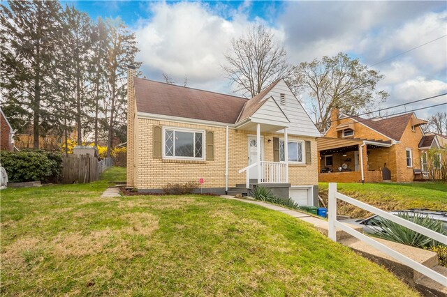 3555 Middleboro Rd, Castle Shannon, PA 15234 - bungalow-style house featuring a front yard, brick siding, fence, and an attached garage