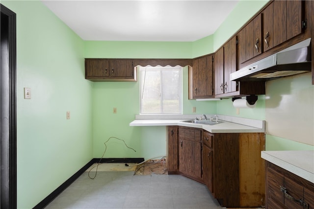 3555 Middleboro Rd, Castle Shannon, PA 15234 - kitchen featuring a sink, light countertops, baseboards, and under cabinet range hood