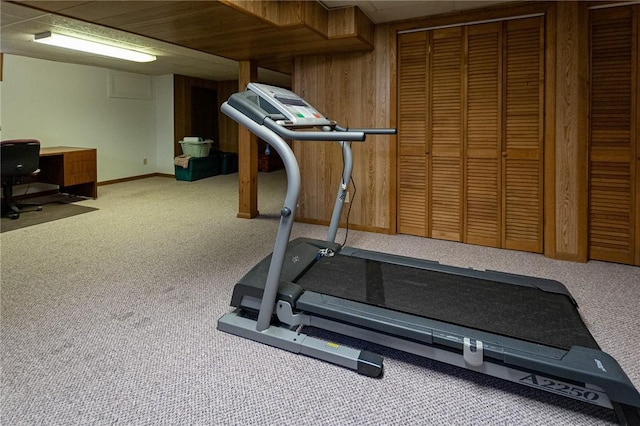 exercise area with carpet flooring