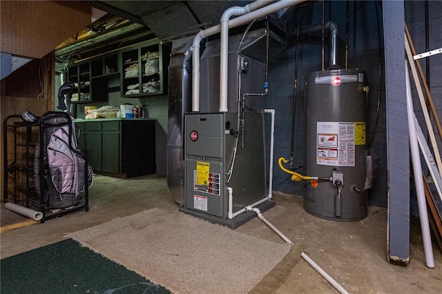 utilities featuring water heater and heating unit