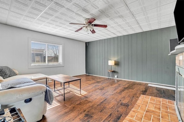 329 Downing St, Polish Hill, PA 15219 - living room featuring ceiling fan and hardwood / wood-style flooring