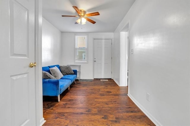 329 Downing St, Polish Hill, PA 15219 - entrance foyer featuring baseboards, wood finished floors, and ceiling fan
