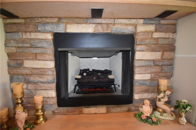 detailed view of a fireplace