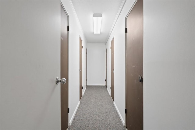hall featuring baseboards and carpet
