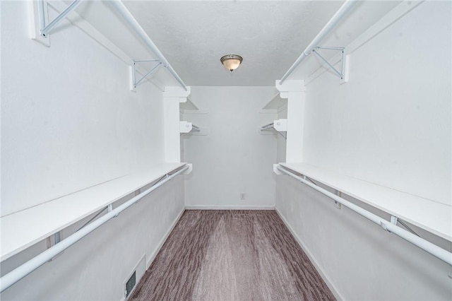 spacious closet featuring wood finished floors and visible vents