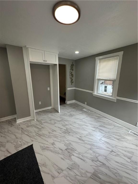 535 Grant Ave, Heidelberg, PA 15106 - unfurnished bedroom with visible vents, baseboards, recessed lighting, and marble finish floor