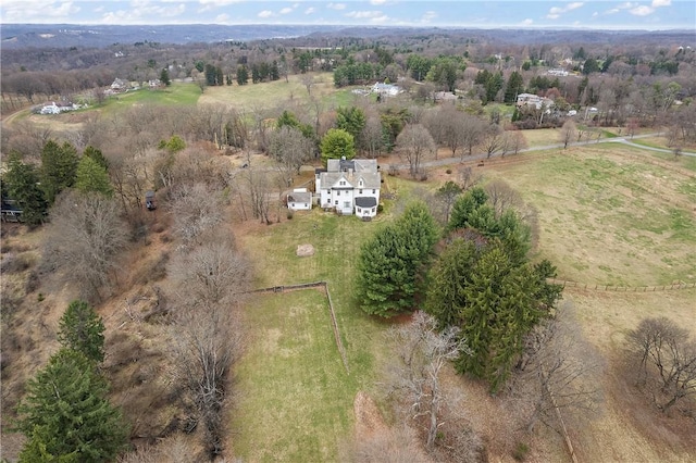 drone / aerial view with a rural view