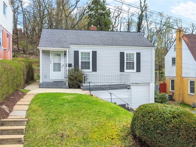 100 Hodgson Ave, Ingram, PA 15205 - ranch-style home featuring an attached garage, a shingled roof, a chimney, and a front yard