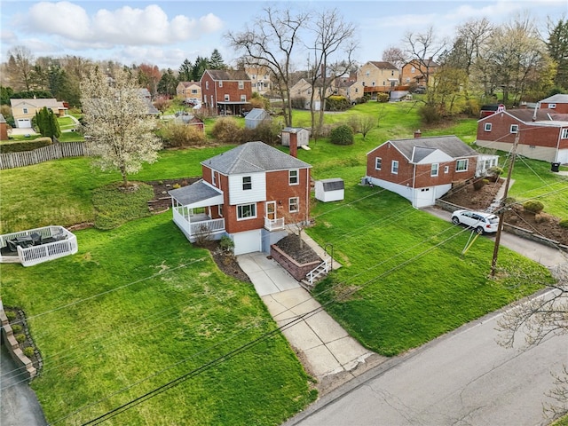drone / aerial view with a residential view