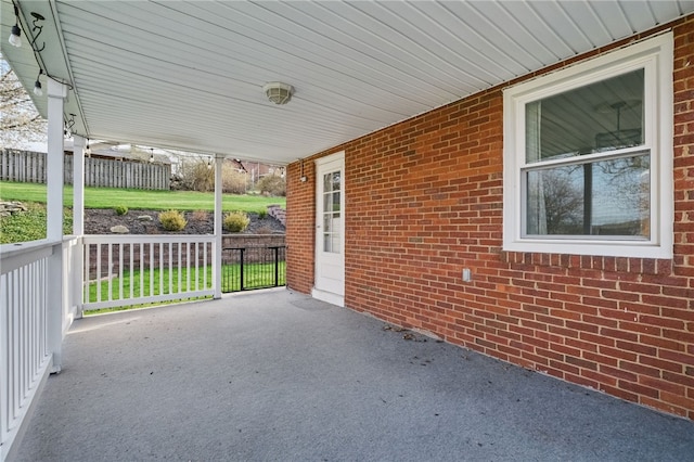 view of patio featuring a porch