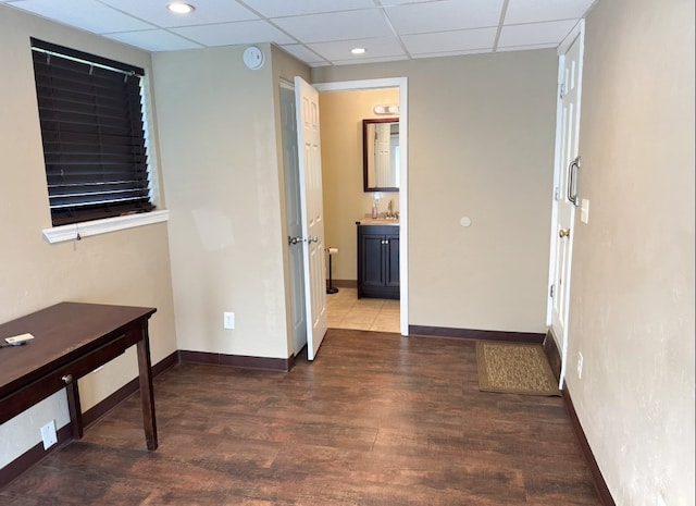 21 Garden Ter, Churchill Boro, PA 15221 - hallway featuring wood finished floors, a drop ceiling, baseboards, and recessed lighting