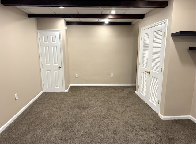21 Garden Ter, Churchill Boro, PA 15221 - finished basement with carpet, baseboards, and a paneled ceiling