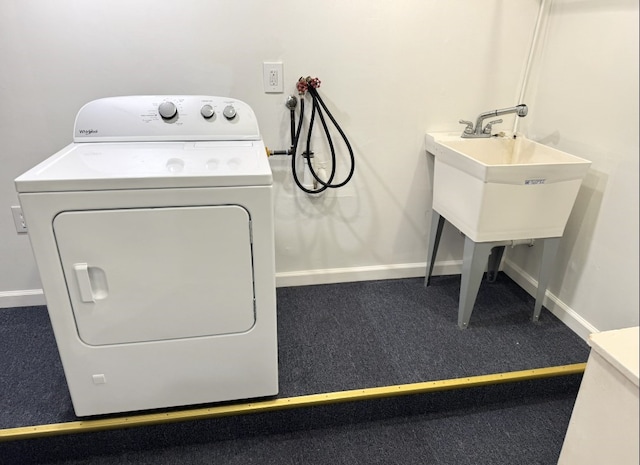 21 Garden Ter, Churchill Boro, PA 15221 - clothes washing area featuring washer / clothes dryer, carpet floors, and baseboards