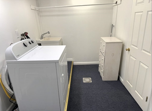 21 Garden Ter, Churchill Boro, PA 15221 - washroom with washer hookup, dark colored carpet, and baseboards