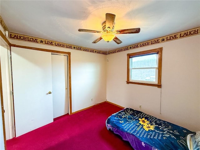 210 Locust St, Rural Valley Boro, PA 16249 - carpeted bedroom with a closet, ceiling fan, and baseboards
