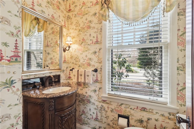 918 W Waldheim Rd, Fox Chapel, PA 15215 - bathroom with vanity and wallpapered walls