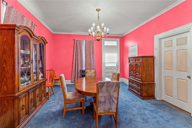 101 Cherry Ave, Houston, PA 15342 - carpeted dining space with crown molding, a notable chandelier, and baseboards