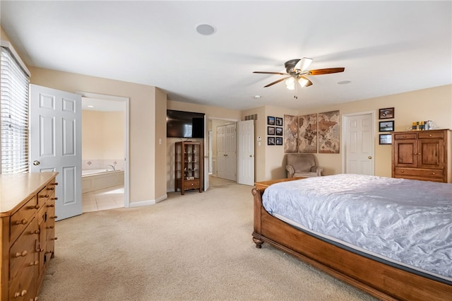 107 Stafford Ct, Ohio Twp, PA 15237 - bedroom with baseboards, a ceiling fan, ensuite bath, and light carpet