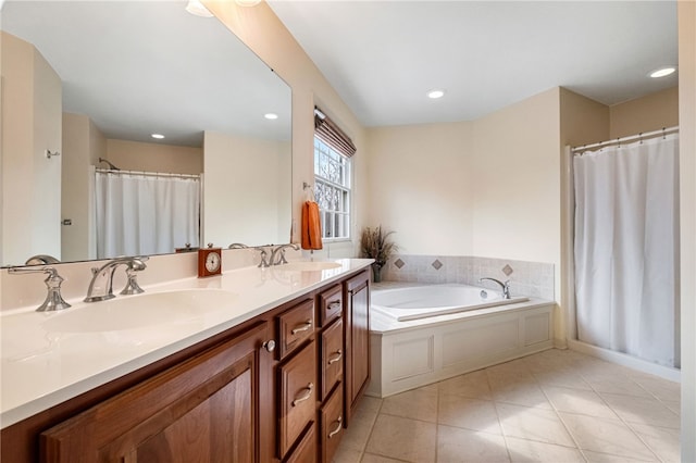 107 Stafford Ct, Ohio Twp, PA 15237 - bathroom featuring a bath, tile patterned floors, double vanity, and a sink