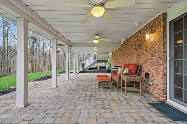 107 Stafford Ct, Ohio Twp, PA 15237 - view of patio / terrace featuring stairway and ceiling fan