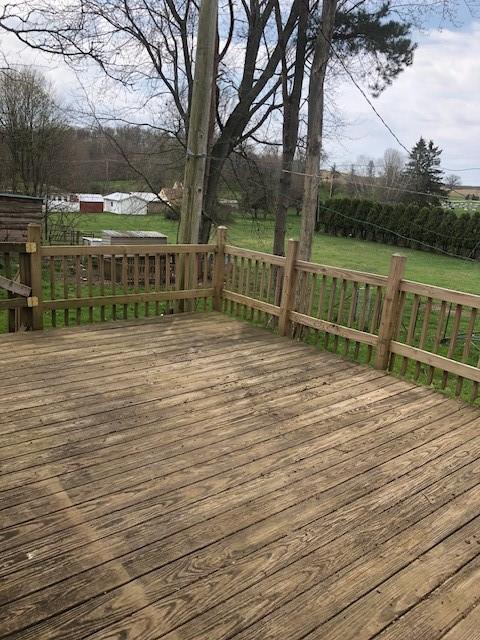 23 Gilmore Ln, Sandy Lake Twp, PA 16153 - deck featuring a yard