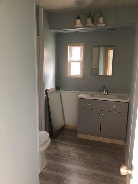 23 Gilmore Ln, Sandy Lake Twp, PA 16153 - half bathroom featuring wood finished floors, vanity, and toilet