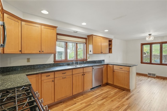 285 Park Entrance Dr, Mt Lebanon, PA 15228 - kitchen featuring a sink, visible vents, a wealth of natural light, and appliances with stainless steel finishes