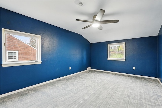 285 Park Entrance Dr, Mt Lebanon, PA 15228 - spare room with baseboards, a ceiling fan, and lofted ceiling