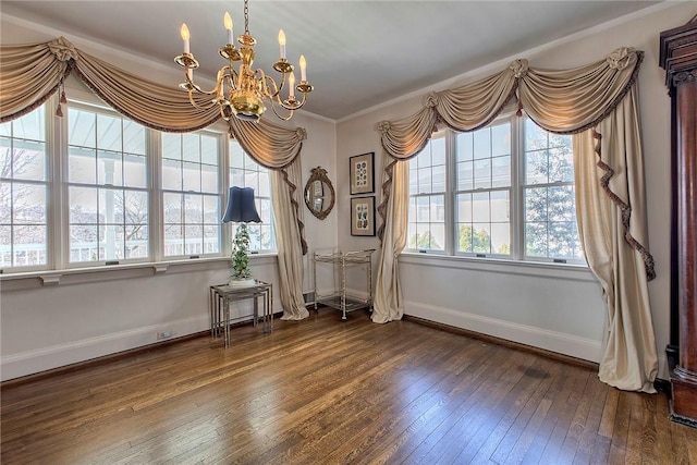 552 N Maple Ave, City Of Greensburg, PA 15601 - unfurnished room featuring ornamental molding, baseboards, a chandelier, and dark wood finished floors